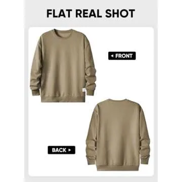 JMIERR Men's Crewneck Sweatshirt Casual Long Sleeve Midweight Texture Sweatshirts Waffle Pullover Shirt Winter Apparel, US40(M), 02 Khaki