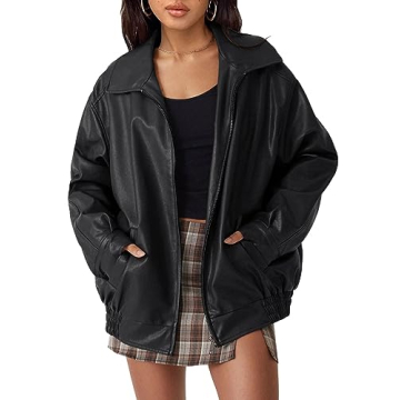 Stylish Womens Oversized Faux Leather Jacket Online