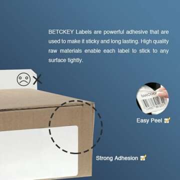 BETCKEY - Compatible Shipping Labels Replacement for Brother DK-1241 (4" x 6"), Use with Brother QL Label Printers [10 Rolls + 2 Reusable Cartridges]