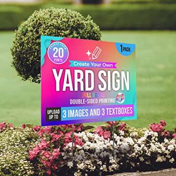 24x18" Double Sided Custom Yard Sign with Metal Stakes, Personalized Full Color Corrugated Yard Sign for Outdoors, Front and Back Custom Printed Personalized Lawn Signs, 1-Pack (Design 5)