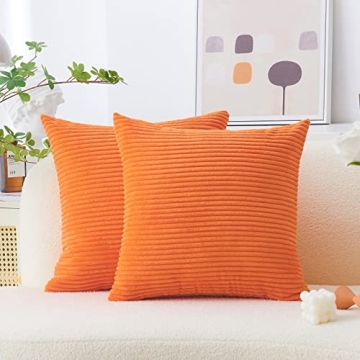 Home Brilliant Burnt Orange Euro Shams Set of 2 - Decorative Soft Pillow Covers for Living Room and ...