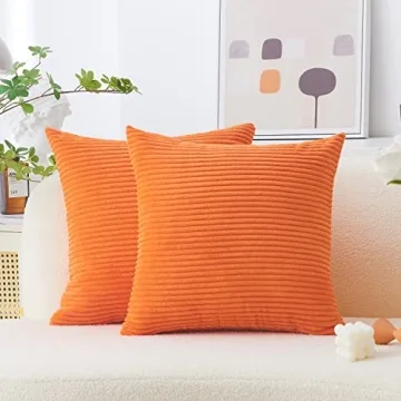 Home Brilliant Burnt Orange Euro Shams Set of 2 - Decorative Soft Pillow Covers for Living Room and ...