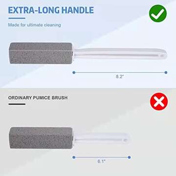 2-Pack Pumice Stone Toilet Bowl Clean Brush, with Extra Long Handle, Remove Hard Water Rings, Calciu...