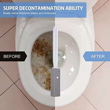 2-Pack Pumice Stone Toilet Bowl Clean Brush, with Extra Long Handle, Remove Hard Water Rings, Calcium Buildup and Rust Suitable for Cleaning Toilet, Tile, Kitchen Sink, Grill