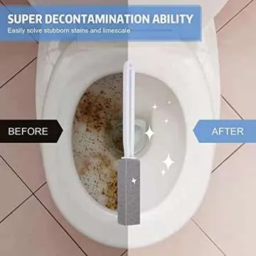 2-Pack Pumice Stone Toilet Bowl Clean Brush, with Extra Long Handle, Remove Hard Water Rings, Calcium Buildup and Rust Suitable for Cleaning Toilet, Tile, Kitchen Sink, Grill