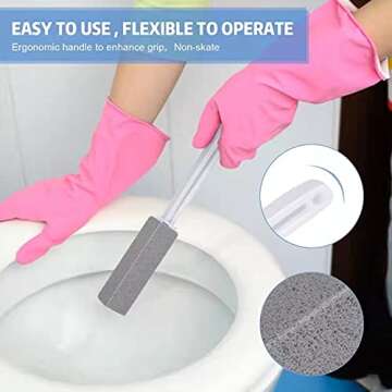 2-Pack Pumice Stone Toilet Bowl Clean Brush, with Extra Long Handle, Remove Hard Water Rings, Calcium Buildup and Rust Suitable for Cleaning Toilet, Tile, Kitchen Sink, Grill