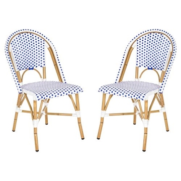 Safavieh Home Collection Hooper Indoor-Outdoor Stacking Side Chairs | Blue & White | Set of 2