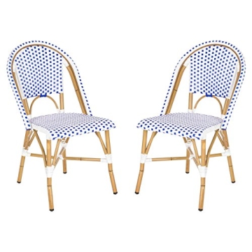 Safavieh Home Collection Hooper Indoor-Outdoor Stacking Side Chairs | Blue & White | Set of 2