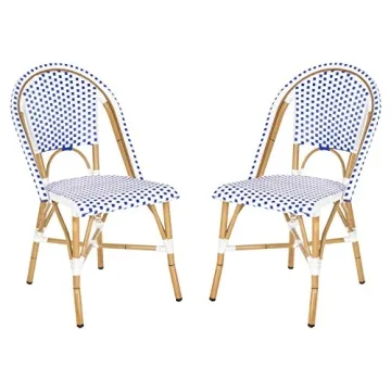 Safavieh Home Collection Hooper Indoor-Outdoor Stacking Side Chairs | Blue & White | Set of 2