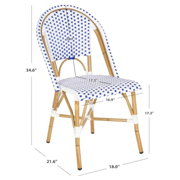 Safavieh Home Collection Hooper Indoor-Outdoor Stacking Side Chairs | Blue & White | Set of 2