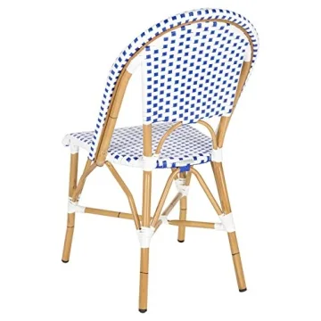 Safavieh Home Collection Hooper Indoor-Outdoor Stacking Side Chairs | Blue & White | Set of 2