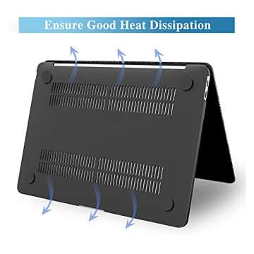 KEROM Compatible with MacBook Air 13 inch Case 2022-2018 M1 A2337 A2179 A1932, Crocodile MacBook Air M1 Case, Crocodile Print Aligator Skin PU Leather Hard Shell Case & Keyboard Cover, Black