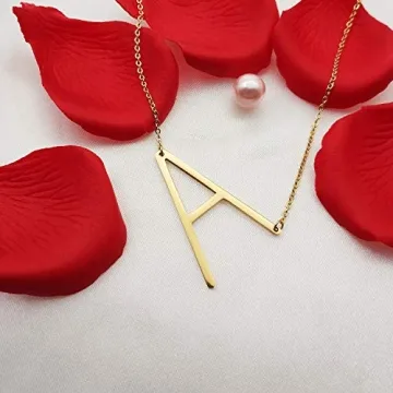 MOMOL 18K Gold Plated Initial Necklace Personalized Gift