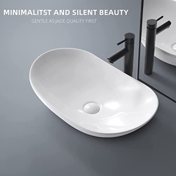 Elegant Davivy 24'' Oval Vessel Sink with Drain
