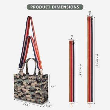 Canvas Tote Bag for Women Top Handle Handbag Crossbody Tote Bag for Women Canvas Tote Bag with Zipper Trendy Shoulder Bag Everything Tote Bag with Adjustable Strap