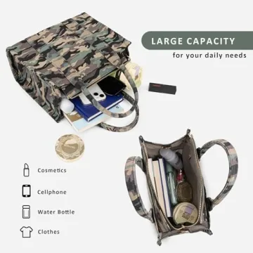 Canvas Tote Bag for Women Top Handle Handbag Crossbody Tote Bag for Women Canvas Tote Bag with Zipper Trendy Shoulder Bag Everything Tote Bag with Adjustable Strap