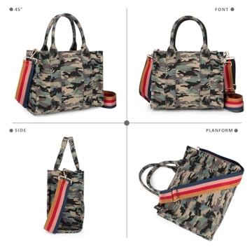 Canvas Tote Bag for Women Top Handle Handbag Crossbody Tote Bag for Women Canvas Tote Bag with Zipper Trendy Shoulder Bag Everything Tote Bag with Adjustable Strap