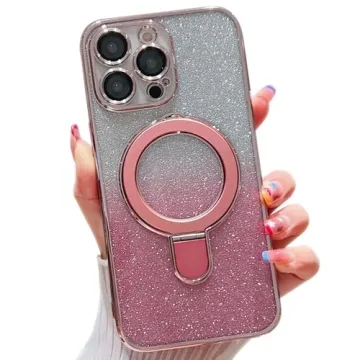 TwoHead iPhone 12 Pro Max Glitter Magnetic Case with Ring Kickstand