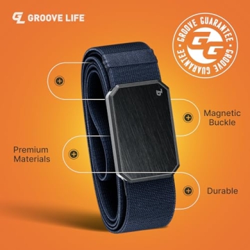 Groove Life Groove Belt OG Black/Abyss Navy - Stretchable Nylon Men's Belt with Magnetic Buckle – ...