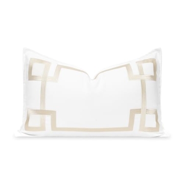 Hofdeco Premium Coastal Patio Indoor Outdoor Lumbar Pillow Cover Only, 12"x20" Water Repellent for B...