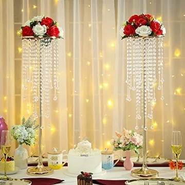 29.5in Gold Wedding Centerpieces - Set of 2 Vases