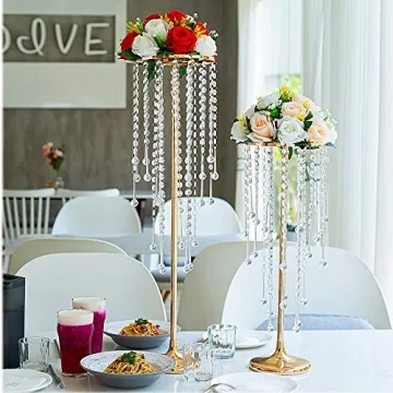 29.5in Gold Wedding Centerpieces - Set of 2 Vases