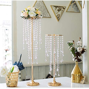 29.5in Gold Wedding Centerpieces - Set of 2 Vases