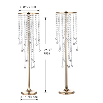 29.5in Gold Wedding Centerpieces - Set of 2 Vases