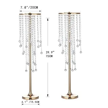 29.5in Gold Wedding Centerpieces - Set of 2 Vases