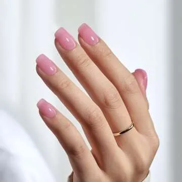 Glossy Pink Press On Nails Kit - Reusable Soft Gel