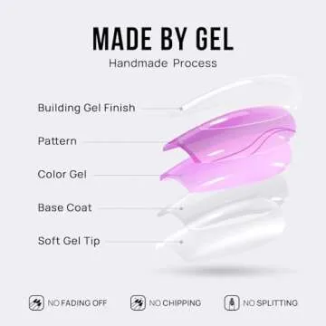 Glossy Pink Press On Nails Kit - Reusable Soft Gel