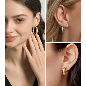 Wowshow Chunky Gold Hoop Earrings for Stylish Comfort