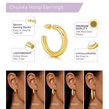 Wowshow Chunky Gold Hoop Earrings for Stylish Comfort