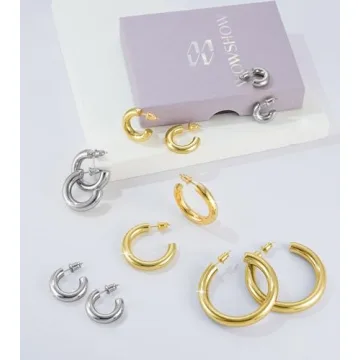 Wowshow Chunky Gold Hoop Earrings for Stylish Comfort