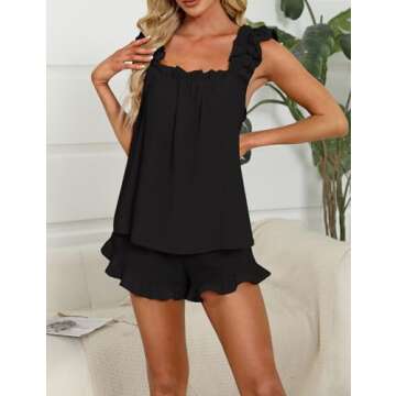 KFUBUO Women's Ruffle PJ Set for Brides and Summer Sleep