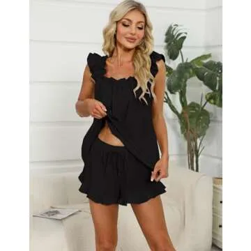 KFUBUO Women's Ruffle PJ Set for Brides and Summer Sleep