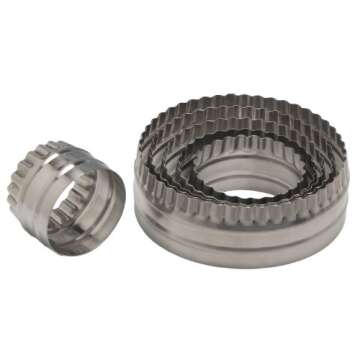 Ateco Double Sided Large Round Cutters in Graduated Sizes, Fluted & Plain Edges, Stainless Steel, 6 Pc Set