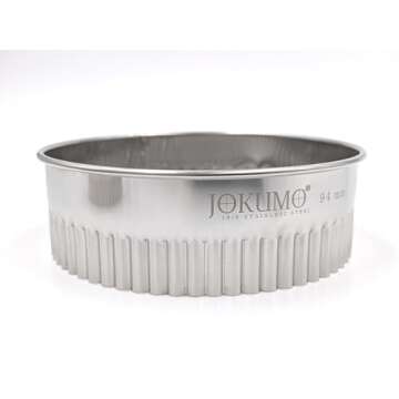 JOKUMO 11 Piece Graduated Sizes Fluted Edge Round Pastry/Cookie Cutter Set Heavy Duty 18/8 304 Stainless Steel – Metal Engrave Size –Tin Storage Box for Scones, Pastries, Baking, Desserts, Muffins,