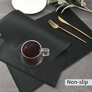 Punkspace Faux Leather Placemats Set of 6 Easy Clean