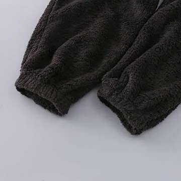 MUMUBREAL Womens Fleece Onesies Pajamas Jumpsuit Warm Sherpa Romper Sleepwear One Piece Zipper Hooded Playsuit Loungewear(Black,L)