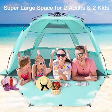 Pop Up Beach Tent for Families with UPF 50+ Protection