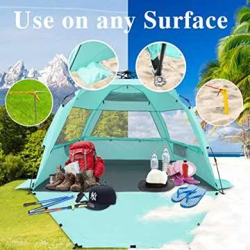 Pop Up Beach Tent for Families with UPF 50+ Protection