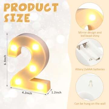 Mudder 2025 LED Light Up Numbers for Parties and Graduation Decorations