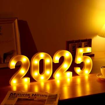 Mudder LED 2025 Light Up Numbers for Celebrations