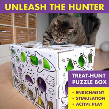 Cat Amazing MEGA – Cat Treat Puzzle Box – Interactive Treat Maze – Cat Puzzle Feeder – Treat Box for Indoor Cats – Enrichment Food Toy – Best Cat Toy Puzzle for Cats!