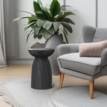 SIMPLIHOME Boyd Solid Mango Wood Accent Table in Black