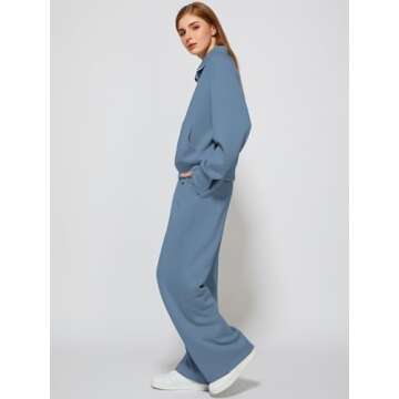 Casly Lamiit 2 Piece Outfits for Women Lounge Casual Half Zip Sweatshirt Set Winter Long Sleeve Swea...