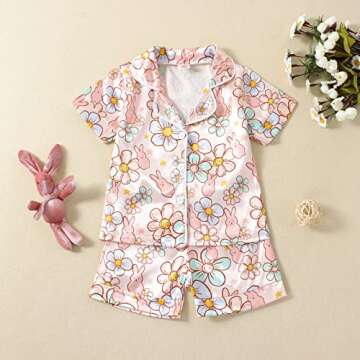 MAINESAKA Baby Girls Summer Silk Satin Pajamas Set