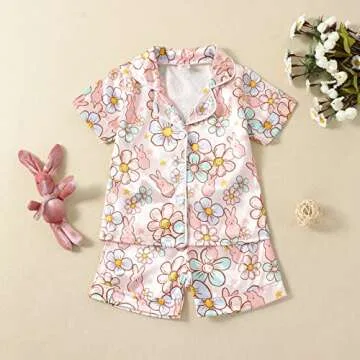 MAINESAKA Baby Girls Summer Silk Satin Pajamas Set