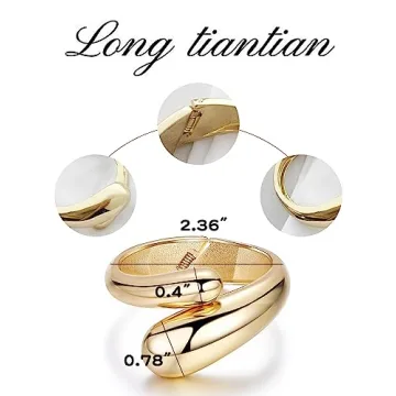 Long Tiantian Gold Cuff Bracelet for Women - Non Tarnish Jewelry